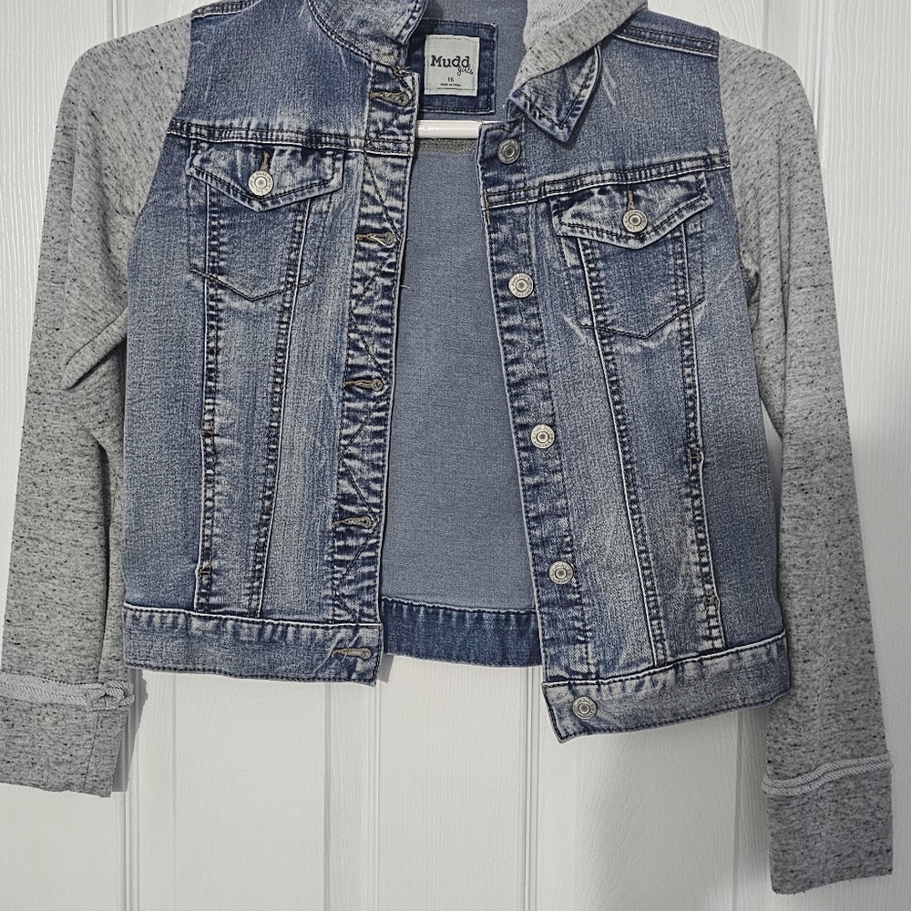 Girls size 16 Mudd, hooded Jean jacket.